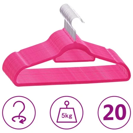 Juego de perchas ropa 20 uds antideslizantes terciopelo rosa de vidaXL, Perchas - Ref: Foro24-289923, Precio: 23,96 €, Descue...