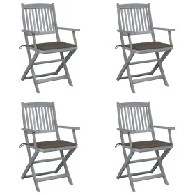 Sillas de jardín plegables 4 uds cojines madera maciza acacia de vidaXL, Sillas de jardín - Ref: Foro24-3064517, Precio: 189,...