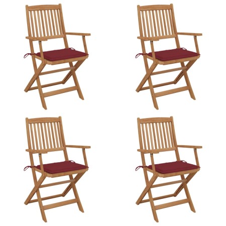 Sillas de jardín plegables 4 uds y cojines madera maciza acacia de vidaXL, Sillas de jardín - Ref: Foro24-3064626, Precio: 23...