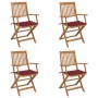 Sillas de jardín plegables 4 uds y cojines madera maciza acacia de vidaXL, Sillas de jardín - Ref: Foro24-3064626, Precio: 23...
