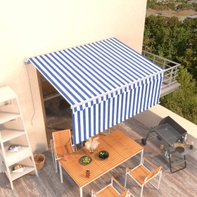 Toldo retráctil manual con persiana azul y blanco 3,5x2,5 m de vidaXL, Toldos - Ref: Foro24-3069276, Precio: 477,25 €, Descue...