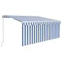 Manual retractable awning with blue and white blind 3.5x2.5 m by vidaXL, Awnings - Ref: Foro24-3069276, Price: 477,76 €, Disc...