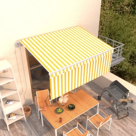 Automatic retractable awning with yellow LED blind 3.5x2.5 m by vidaXL, Awnings - Ref: Foro24-3069288, Price: 409,78 €, Disco...