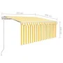 Automatic retractable awning with yellow LED blind 3.5x2.5 m by vidaXL, Awnings - Ref: Foro24-3069288, Price: 409,78 €, Disco...