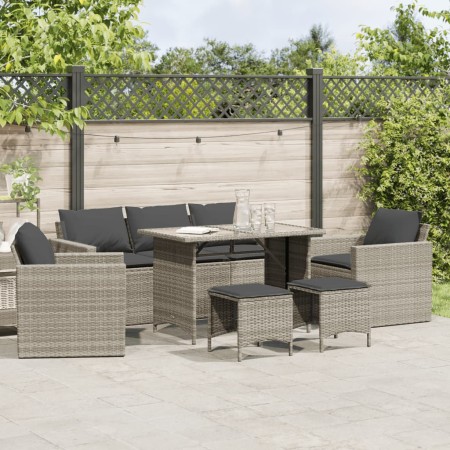 Set de sofás de jardín 6 pzas y cojines ratán sintético gris de vidaXL, Conjuntos de jardín - Ref: Foro24-3213554, Precio: 50...