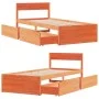 Estructura cama con cajones madera maciza pino marrón 90x200 cm de vidaXL, Camas y somieres - Ref: Foro24-846794, Precio: 168...