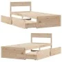 Estructura de cama con cajones madera maciza pino 90x190 cm de vidaXL, Camas y somieres - Ref: Foro24-846804, Precio: 175,40 ...