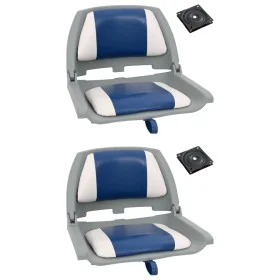 Set asientos plegables para barco 4 uds con cojín blanco y azul de vidaXL, Veleros - Ref: Foro24-272241, Precio: 164,40 €, De...
