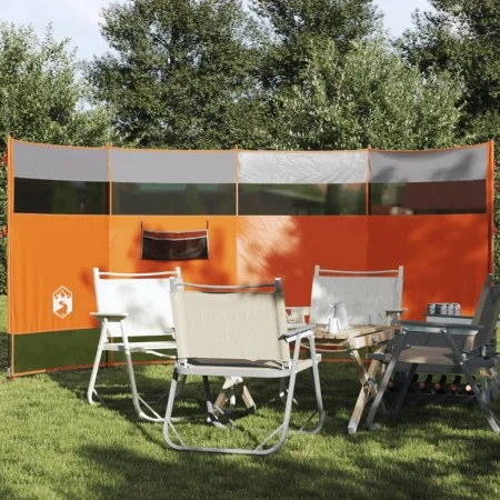 Cortaviento de camping impermeable gris naranja 366x152x152 cm de vidaXL, Paravientos - Ref: Foro24-94742, Precio: 41,08 €, D...