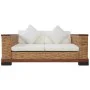 Sofá de 2 plazas con cojines ratán natural marrón de vidaXL, Sofás - Ref: Foro24-283079, Precio: 537,20 €, Descuento: %