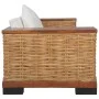 Sofá de 2 plazas con cojines ratán natural marrón de vidaXL, Sofás - Ref: Foro24-283079, Precio: 537,20 €, Descuento: %