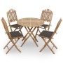 Set de comedor exterior plegable 5 piezas con cojines bambú de vidaXL, Conjuntos de jardín - Ref: Foro24-3063968, Precio: 273...