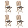 Set de comedor exterior plegable 5 piezas con cojines bambú de vidaXL, Conjuntos de jardín - Ref: Foro24-3063968, Precio: 273...