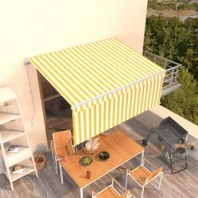 Toldo retráctil manual con persiana amarillo y blanco 3,5x2,5 m de vidaXL, Toldos - Ref: Foro24-3069278, Precio: 462,47 €, De...