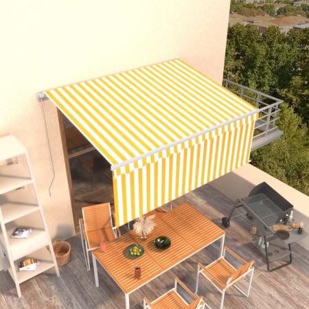 Toldo retráctil manual con persiana amarillo y blanco 3,5x2,5 m de vidaXL, Toldos - Ref: Foro24-3069278, Precio: 473,53 €, De...