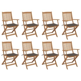 Sillas de jardín plegables 8 uds y cojines madera maciza acacia de vidaXL, Sillas de jardín - Ref: Foro24-3075093, Precio: 46...