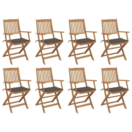 Sillas de jardín plegables 8 uds y cojines madera maciza acacia de vidaXL, Sillas de jardín - Ref: Foro24-3075093, Precio: 46...