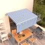 Toldo retráctil automático con persiana azul y blanco 3,5x2,5 m de vidaXL, Toldos - Ref: Foro24-3069286, Precio: 344,80 €, De...