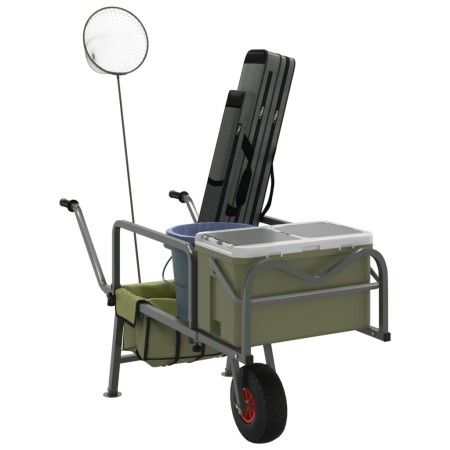 Carrito de pesca con rueda acero recubrimiento en polvo verde de vidaXL, Pesca - Ref: Foro24-94869, Precio: 98,62 €, Descuent...