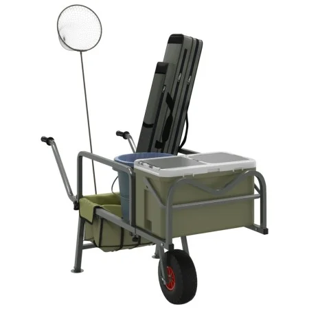Carrito de pesca con rueda acero recubrimiento en polvo verde de vidaXL, Pesca - Ref: Foro24-94869, Precio: 107,36 €, Descuen...