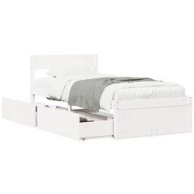 Estructura cama con cajones madera maciza pino blanco 90x200 cm de vidaXL, Camas y somieres - Ref: Foro24-846793, Precio: 178...