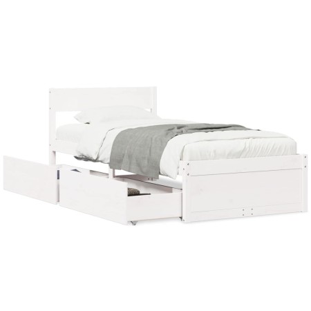 Estructura cama con cajones madera maciza pino blanco 90x200 cm de vidaXL, Camas y somieres - Ref: Foro24-846793, Precio: 178...
