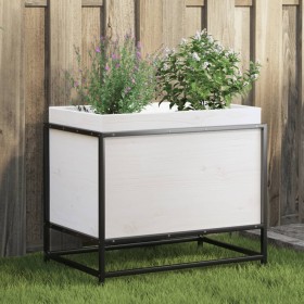 Jardinera de madera maciza de pino blanca 60x40x50 cm de vidaXL, Maceteros y jardineras - Ref: Foro24-847024, Precio: 64,89 €...