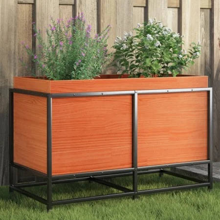 Jardinera de madera maciza pino marrón cera 80x40x50 cm de vidaXL, Maceteros y jardineras - Ref: Foro24-847030, Precio: 82,39...