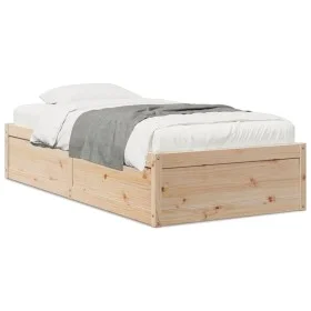 Estructura de cama madera maciza de pino 90x190 cm de vidaXL, Camas y somieres - Ref: Foro24-846843, Precio: 124,86 €, Descue...