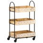 Carro de cocina de 3 niveles madera maciza de mango 46x30x76 cm de vidaXL, Carros de cocina y comedor - Ref: Foro24-289093, P...