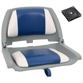 Set asientos plegables para barco 2 uds con cojín blanco y azul de vidaXL, Piezas para veleros - Ref: Foro24-272238, Precio: ...