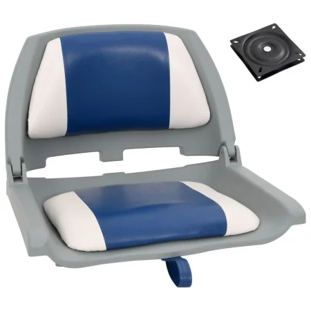 Set asientos plegables para barco 2 uds con cojín blanco y azul de vidaXL, Piezas para veleros - Ref: Foro24-272238, Precio: ...