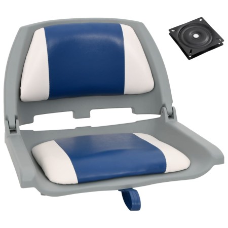 Set asientos plegables para barco 2 uds con cojín blanco y azul de vidaXL, Piezas para veleros - Ref: Foro24-272238, Precio: ...