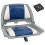Set asientos plegables para barco 2 uds con cojín blanco y azul de vidaXL, Piezas para veleros - Ref: Foro24-272238, Precio: ...