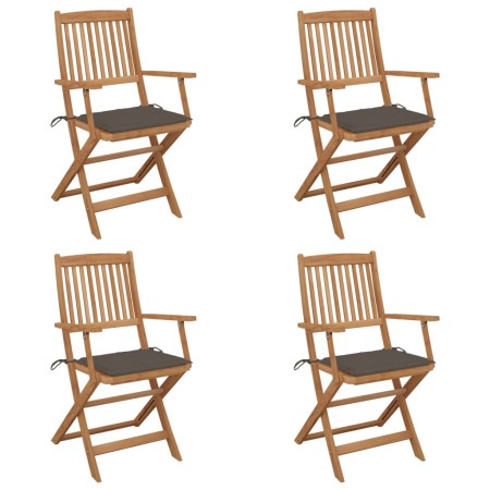 Sillas de jardín plegables 4 uds y cojines madera maciza acacia de vidaXL, Sillas de jardín - Ref: Foro24-3064625, Precio: 23...