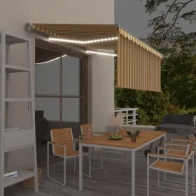 Toldo retráctil manual con persiana amarillo y blanco 3,5x2,5 m de vidaXL, Toldos - Ref: Foro24-3069403, Precio: 473,29 €, De...