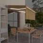 Manual retractable awning with yellow and white blinds 3.5x2.5 m by vidaXL, Awnings - Ref: Foro24-3069403, Price: 473,29 €, D...