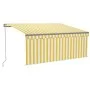 Manual retractable awning with yellow and white blinds 3.5x2.5 m by vidaXL, Awnings - Ref: Foro24-3069403, Price: 473,29 €, D...