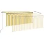 Manual retractable awning with yellow and white blinds 3.5x2.5 m by vidaXL, Awnings - Ref: Foro24-3069403, Price: 473,29 €, D...