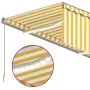 Manual retractable awning with yellow and white blinds 3.5x2.5 m by vidaXL, Awnings - Ref: Foro24-3069403, Price: 473,29 €, D...
