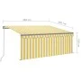 Manual retractable awning with yellow and white blinds 3.5x2.5 m by vidaXL, Awnings - Ref: Foro24-3069403, Price: 473,29 €, D...