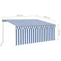 Manual retractable awning with blind and blue and white LED 3x2.5 m by vidaXL, Awnings - Ref: Foro24-3069401, Price: 486,95 €...