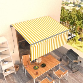 Toldo retráctil manual con persiana amarillo y blanco 3,5x2,5 m de vidaXL, Toldos - Ref: Foro24-3069398, Precio: 258,46 €, De...