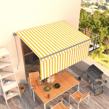 Toldo retráctil manual con persiana amarillo y blanco 3,5x2,5 m de vidaXL, Toldos - Ref: Foro24-3069398, Precio: 258,46 €, De...