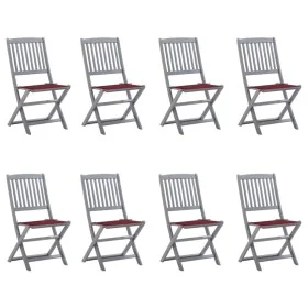 8 Stück klappbare Gartenstühle und Kissen aus massivem Akazienholz von vidaXL, Gartenstühle - Ref: Foro24-3078299, Preis: 408...