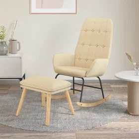 Sillón mecedora con taburete tela color crema de vidaXL, Mecedoras - Ref: Foro24-3097706, Precio: 146,29 €, Descuento: %