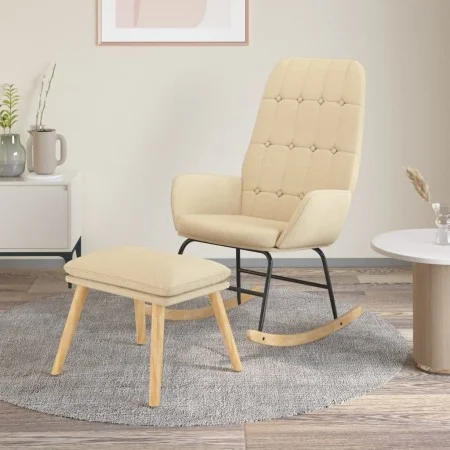 Schaukelstuhl mit cremefarbenem Stoffhocker von vidaXL, Schaukelstühle - Ref: Foro24-3097706, Preis: 146,29 €, Rabatt: %
