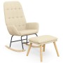 Sillón mecedora con taburete tela color crema de vidaXL, Mecedoras - Ref: Foro24-3097706, Precio: 148,43 €, Descuento: %