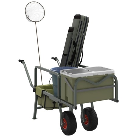 Carrito de pesca 2 ruedas acero recubrimiento en polvo verde de vidaXL, Pesca - Ref: Foro24-94870, Precio: 121,59 €, Descuent...