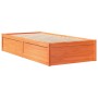 Estructura de cama madera maciza pino marrón cera 100x200 cm de vidaXL, Camas y somieres - Ref: Foro24-846830, Precio: 139,32...